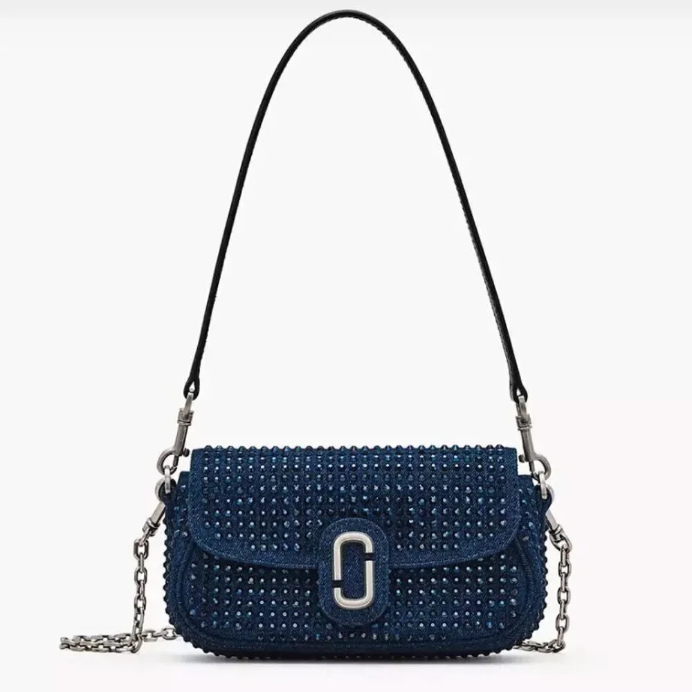NWT！NEW！Marc Jacobs The Crystal Denim Clover Shoulder Bag -2 straps 3 uses